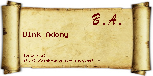 Bink Adony névjegykártya